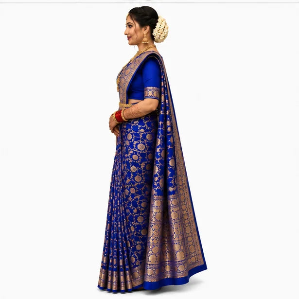 Soft Lichi Silk Saree for Women – Elegant Jacquard Saree with Blouse