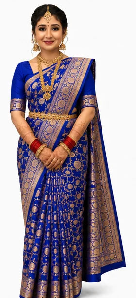 Soft Lichi Silk Saree for Women – Elegant Jacquard Saree with Blouse
