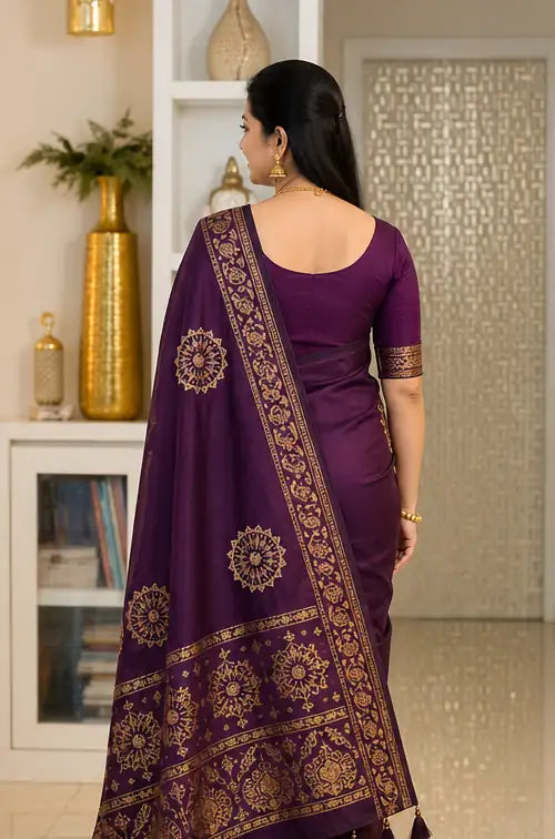 Soft Lichi Silk Jacquard Saree for Women – Elegant Traditional Indian Saree
