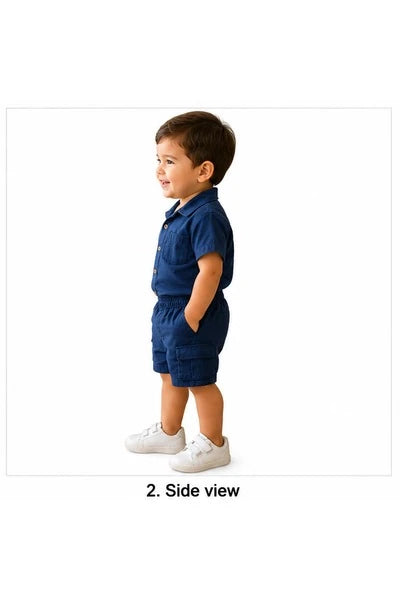 Baby Boys Two Piece Buttoned Shirt & Shorts Set