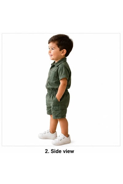 Baby Boys Two Piece Buttoned Shirt & Shorts Set