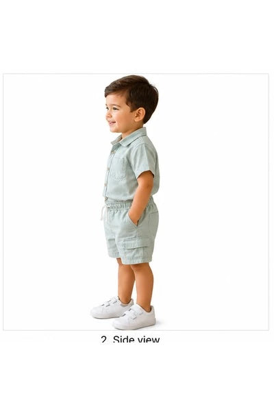 Baby Boys Two Piece Buttoned Shirt & Shorts Set