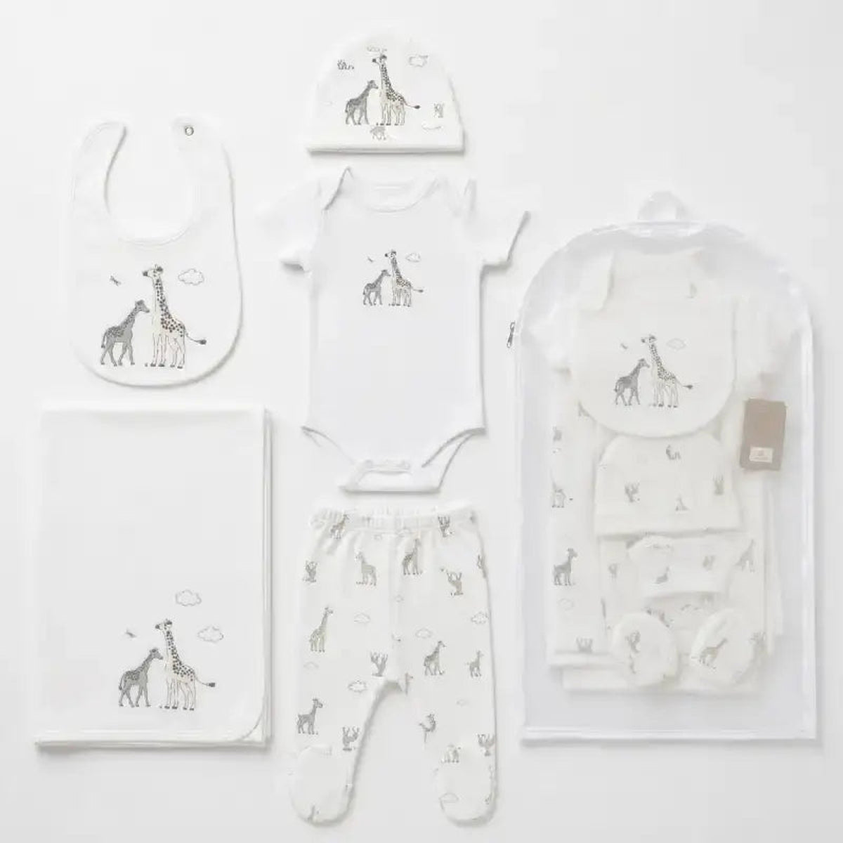 Baby 5 Piece Giraffe Gift Set with Hat, Bib & Blanket Bib