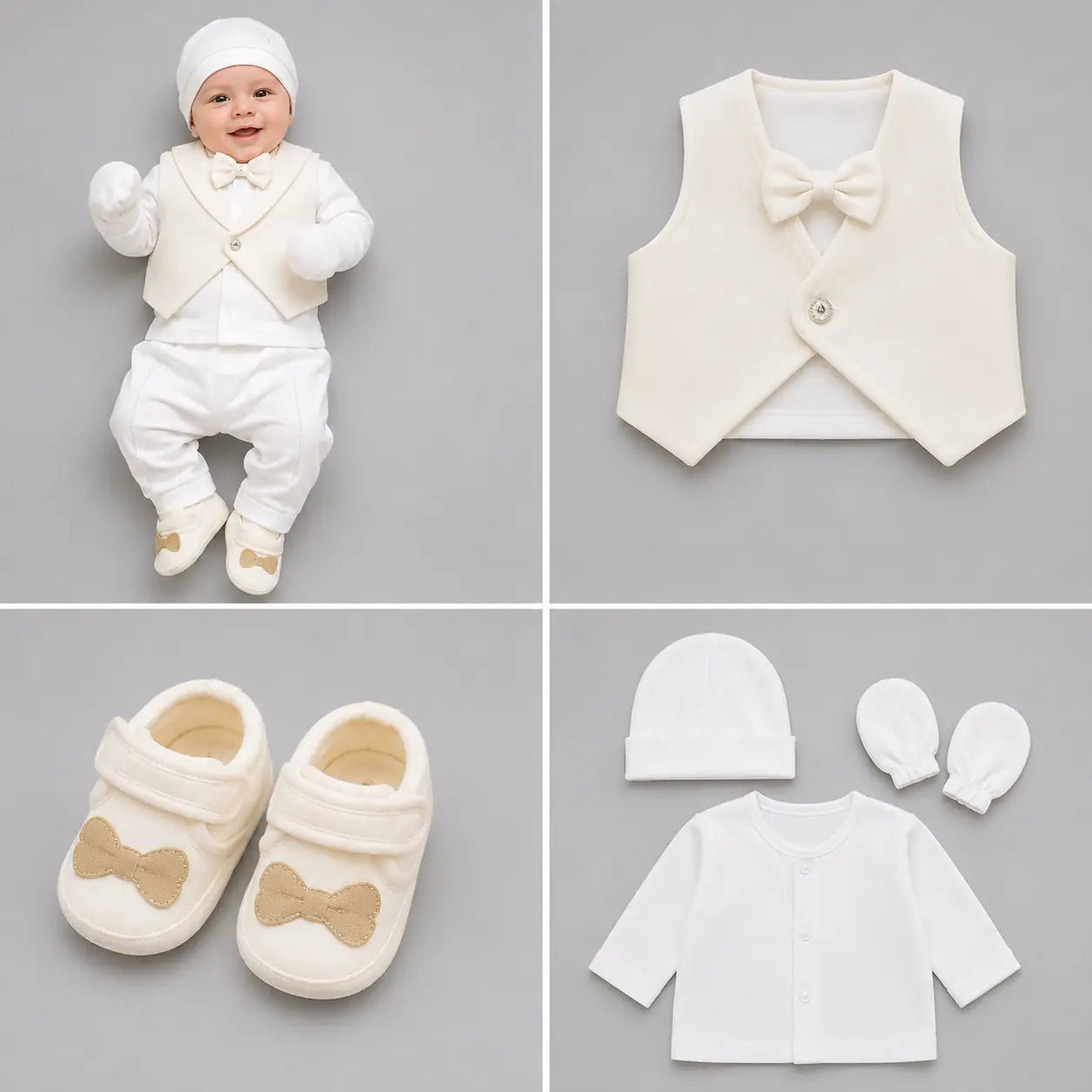 Baby Boys 7pc Gift Set with Shoes, Mittens & Hat