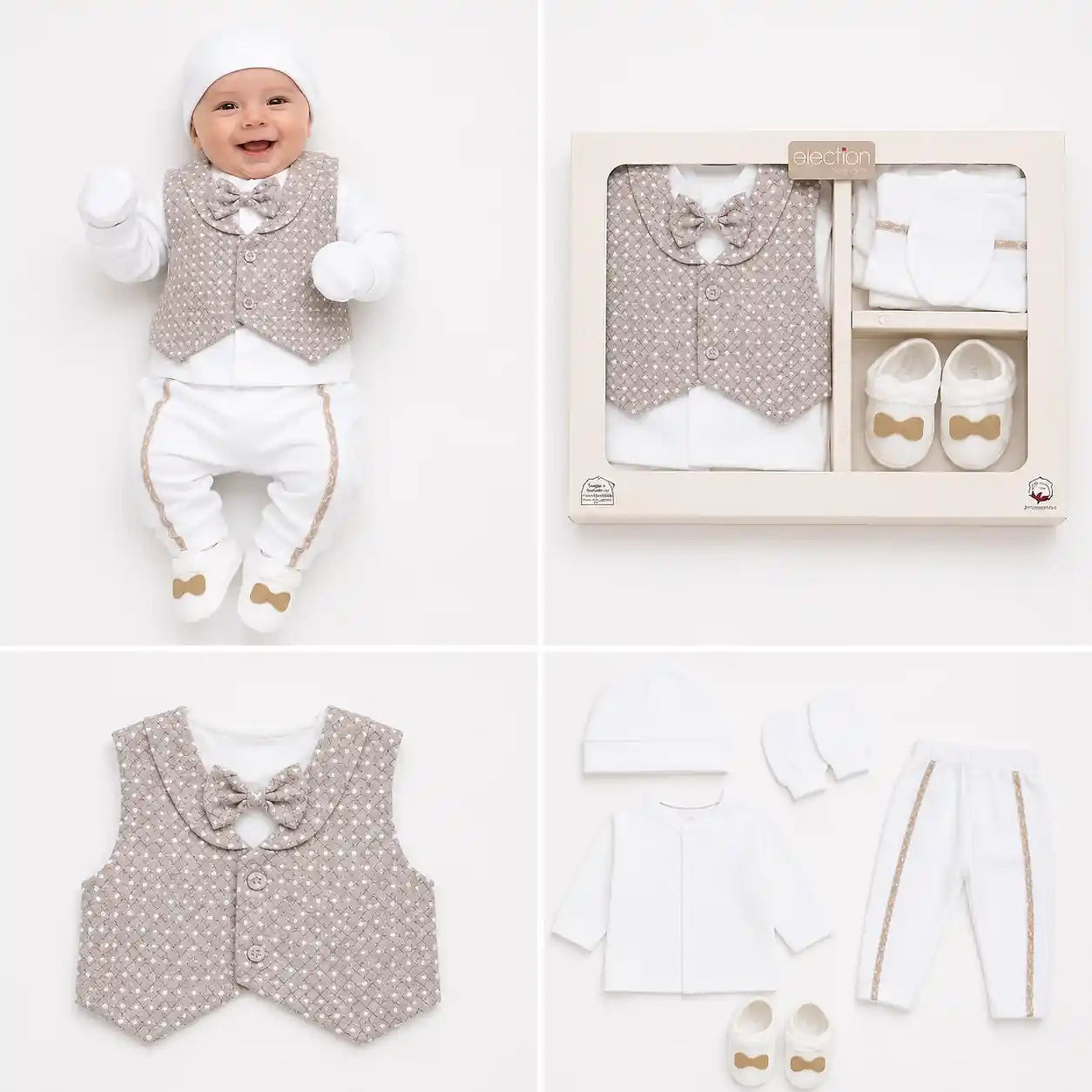 Baby Boys 7pc Gift Set with Shoes, Mittens & Hat