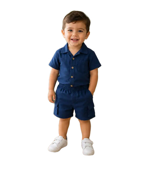 Baby Boys Two Piece Buttoned Shirt & Shorts Set
