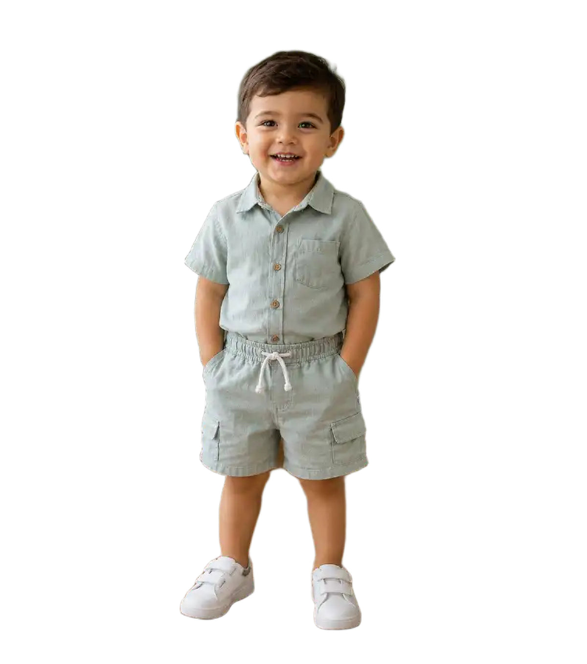 Baby Boys Two Piece Buttoned Shirt & Shorts Set