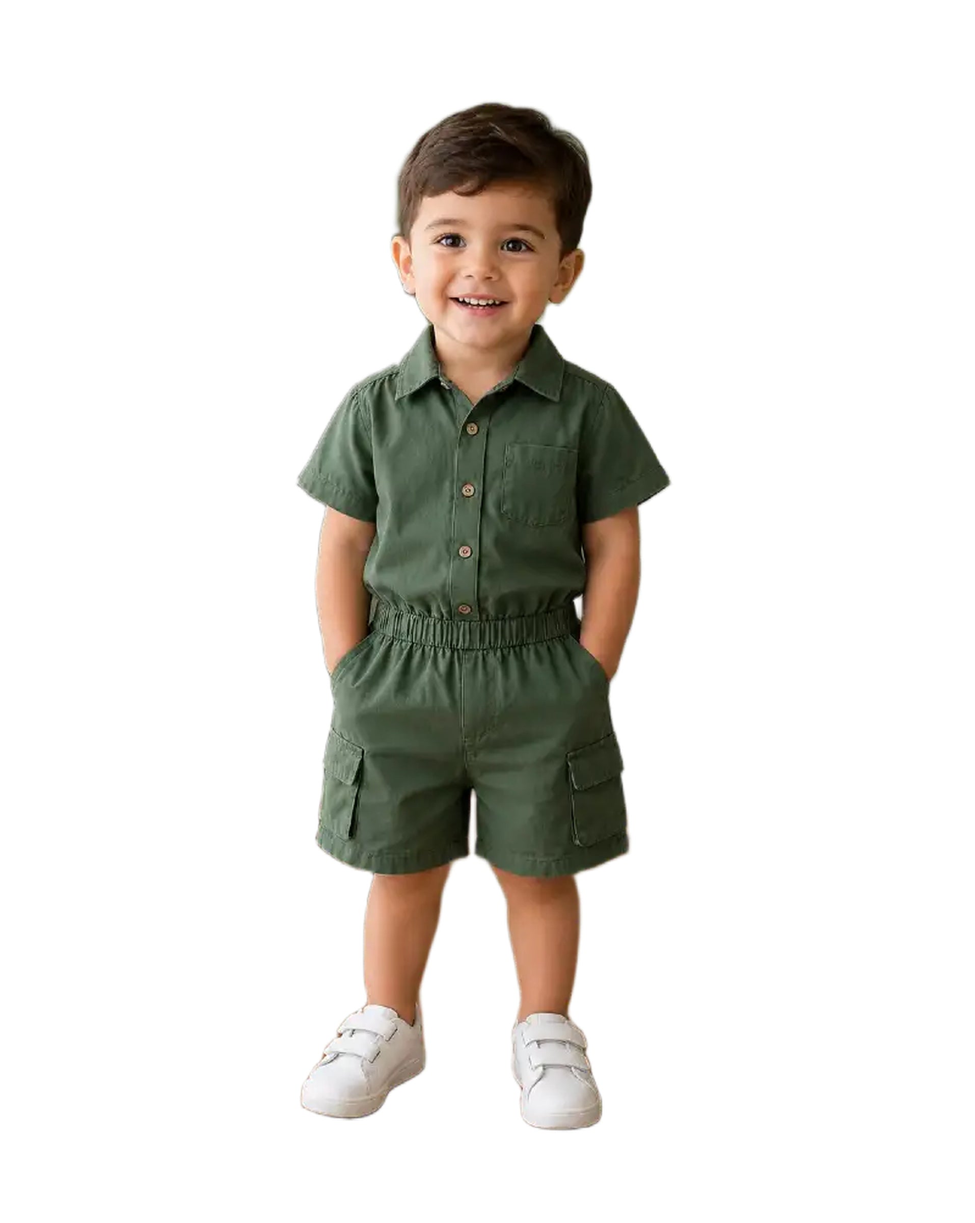 Baby Boys Two Piece Buttoned Shirt & Shorts Set