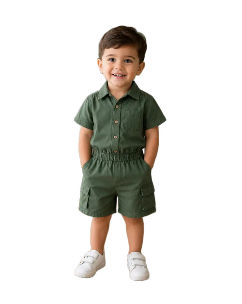 Baby Boys Two Piece Buttoned Shirt & Shorts Set