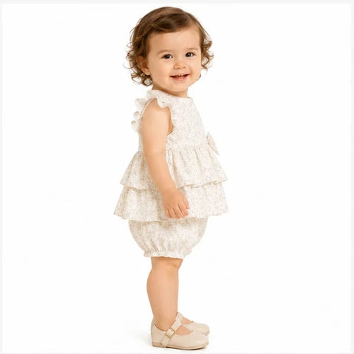 Baby Girls 2pc Floral Layered Dress & Bloomers Set