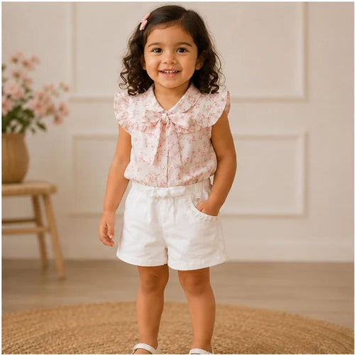 Baby Girls Floral Print Bow Play Suit