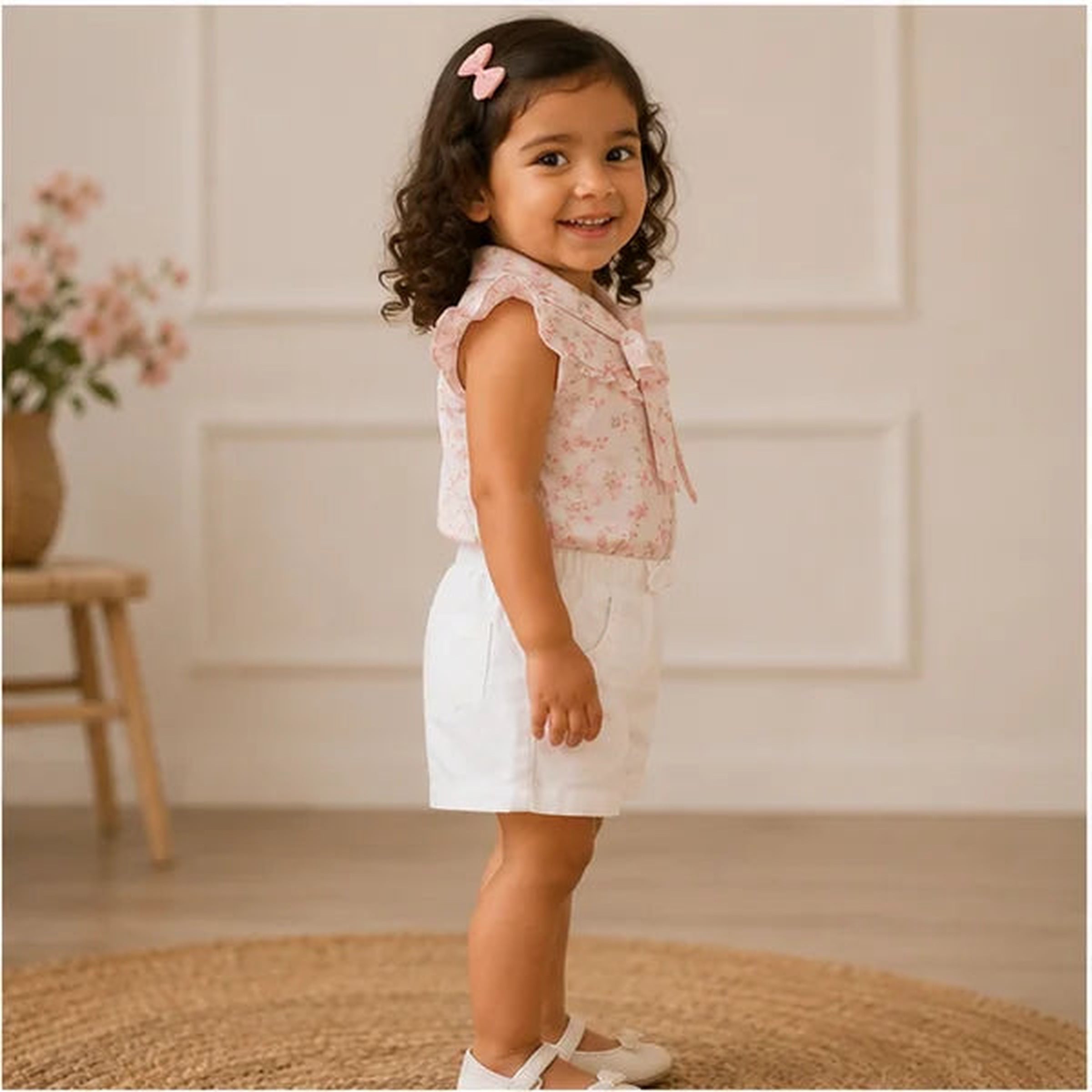Baby Girls Floral Print Bow Play Suit