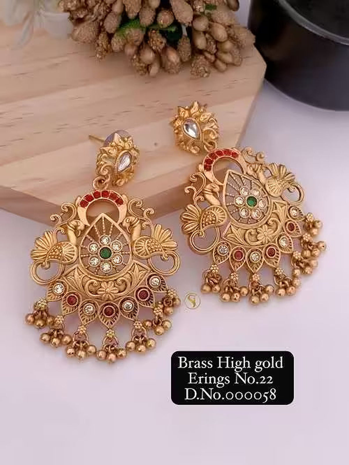 Brass High Gold Fancy Earrings
