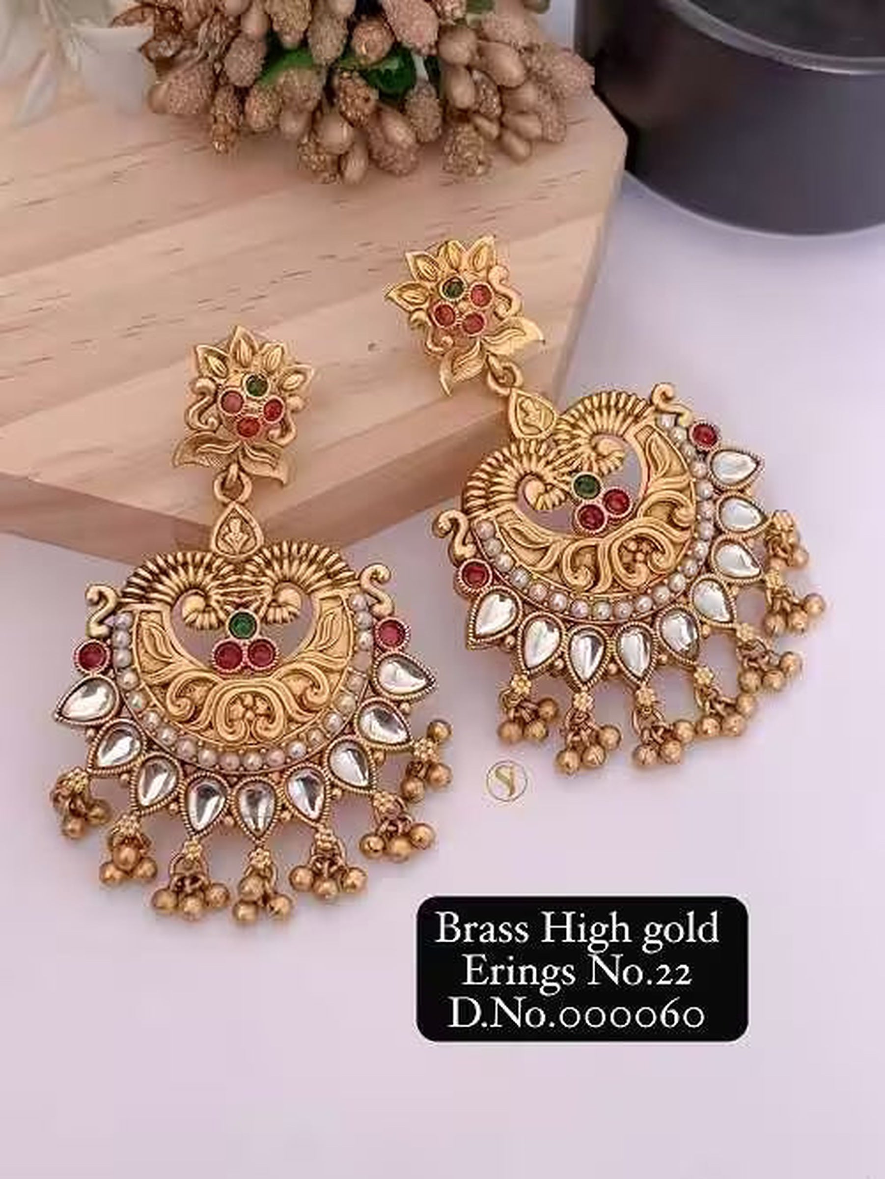 Brass High Gold Fancy Earrings