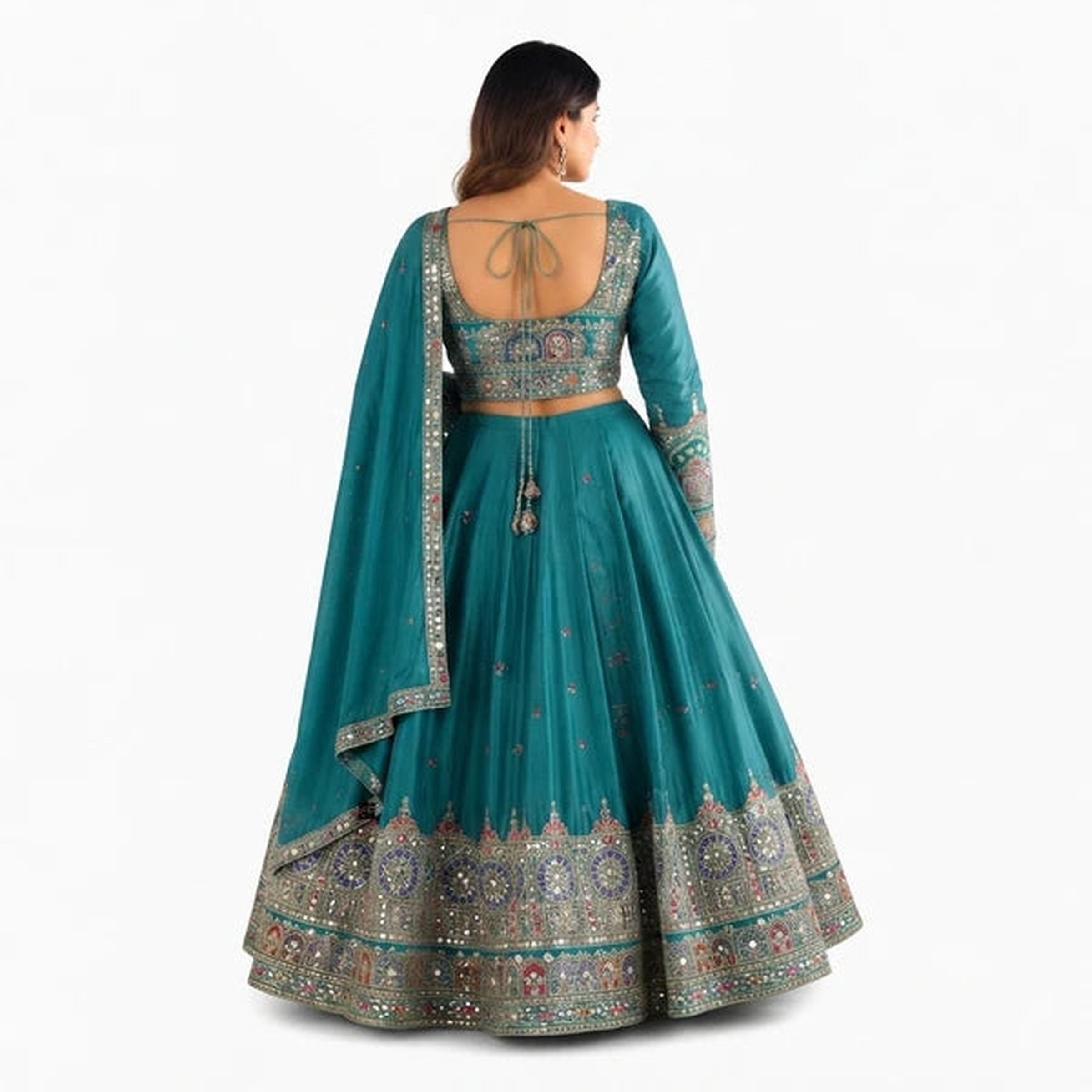 French Crepe Multi Thread Embroidery Lehenga Choli