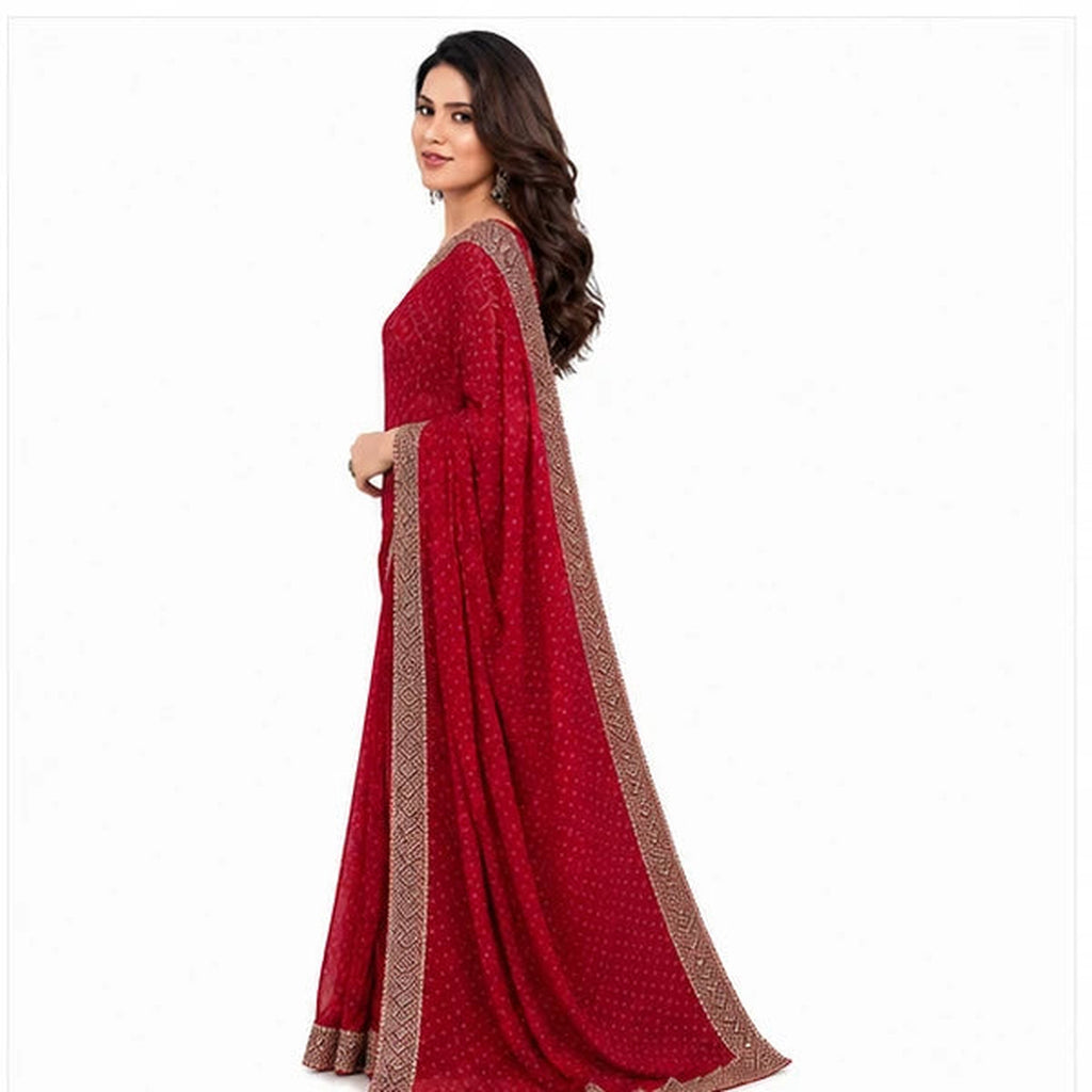 Georgette Bandhani Printed Saree