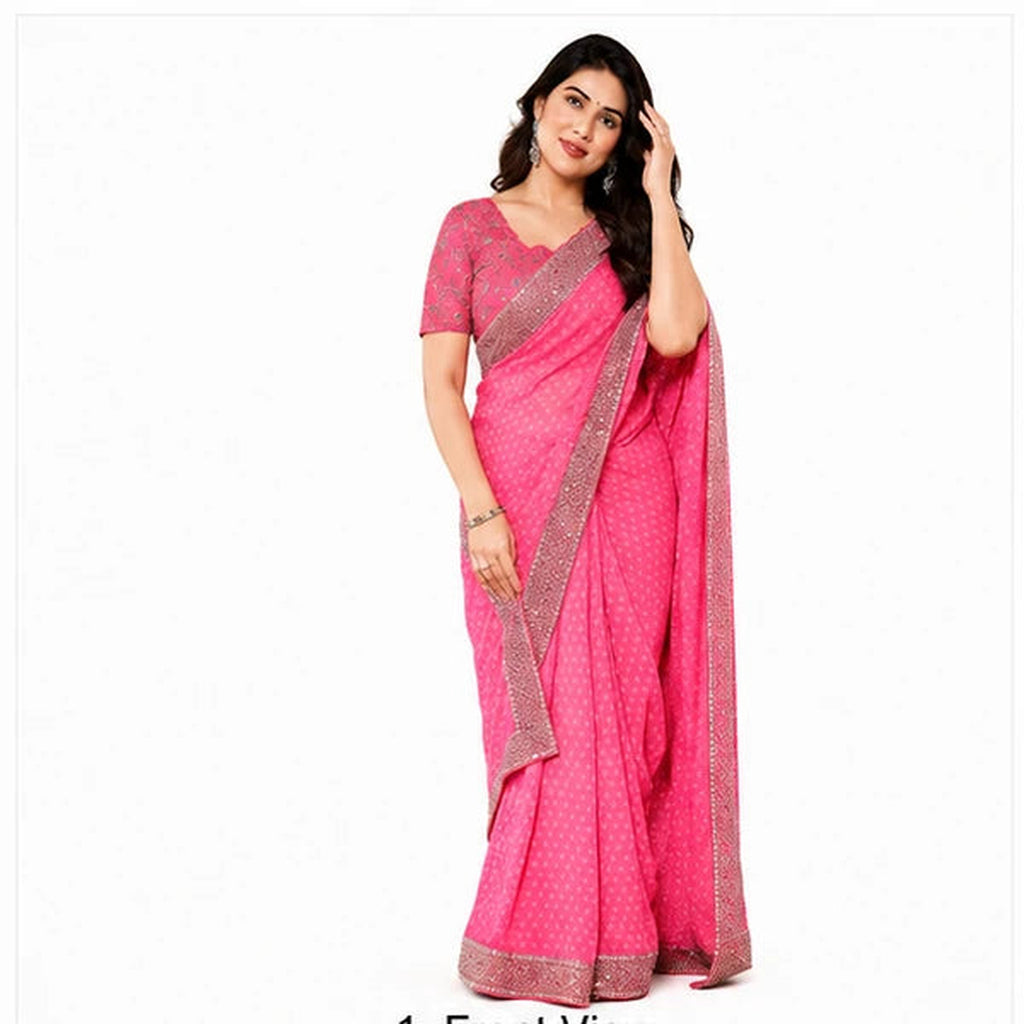 Georgette Bandhani Printed Saree