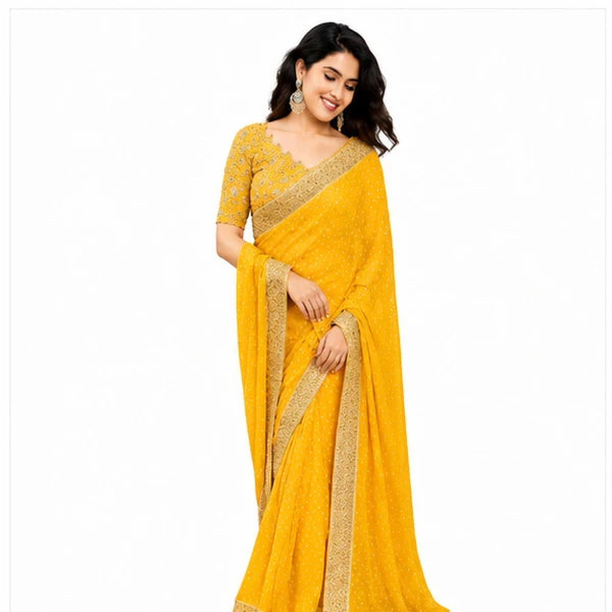Georgette Bandhani Printed Saree