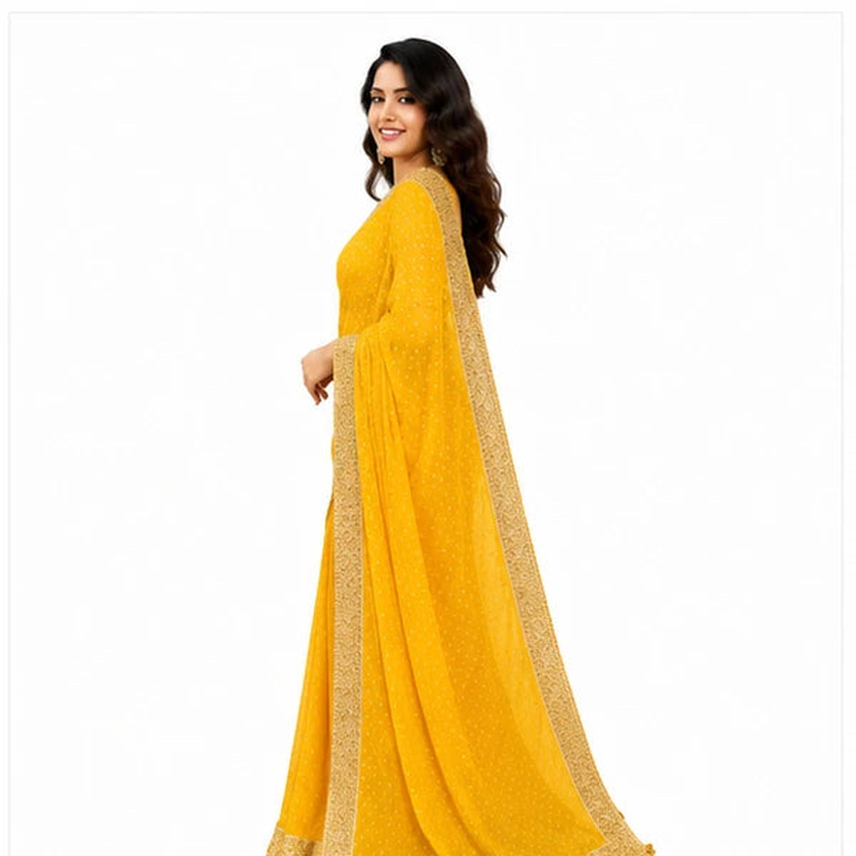 Georgette Bandhani Printed Saree