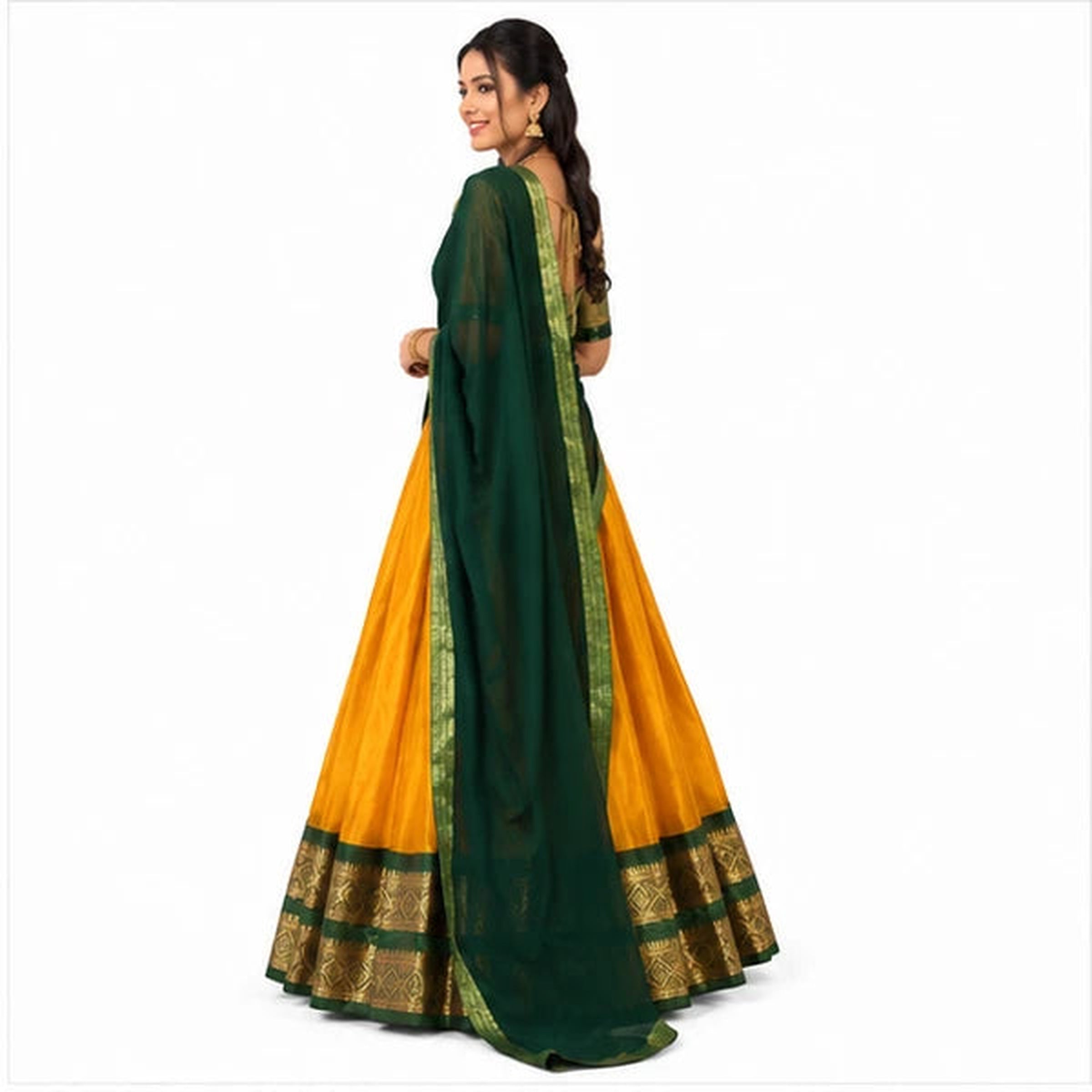 Kanchipuram Zari Weaving Traditional Lehenga Choli