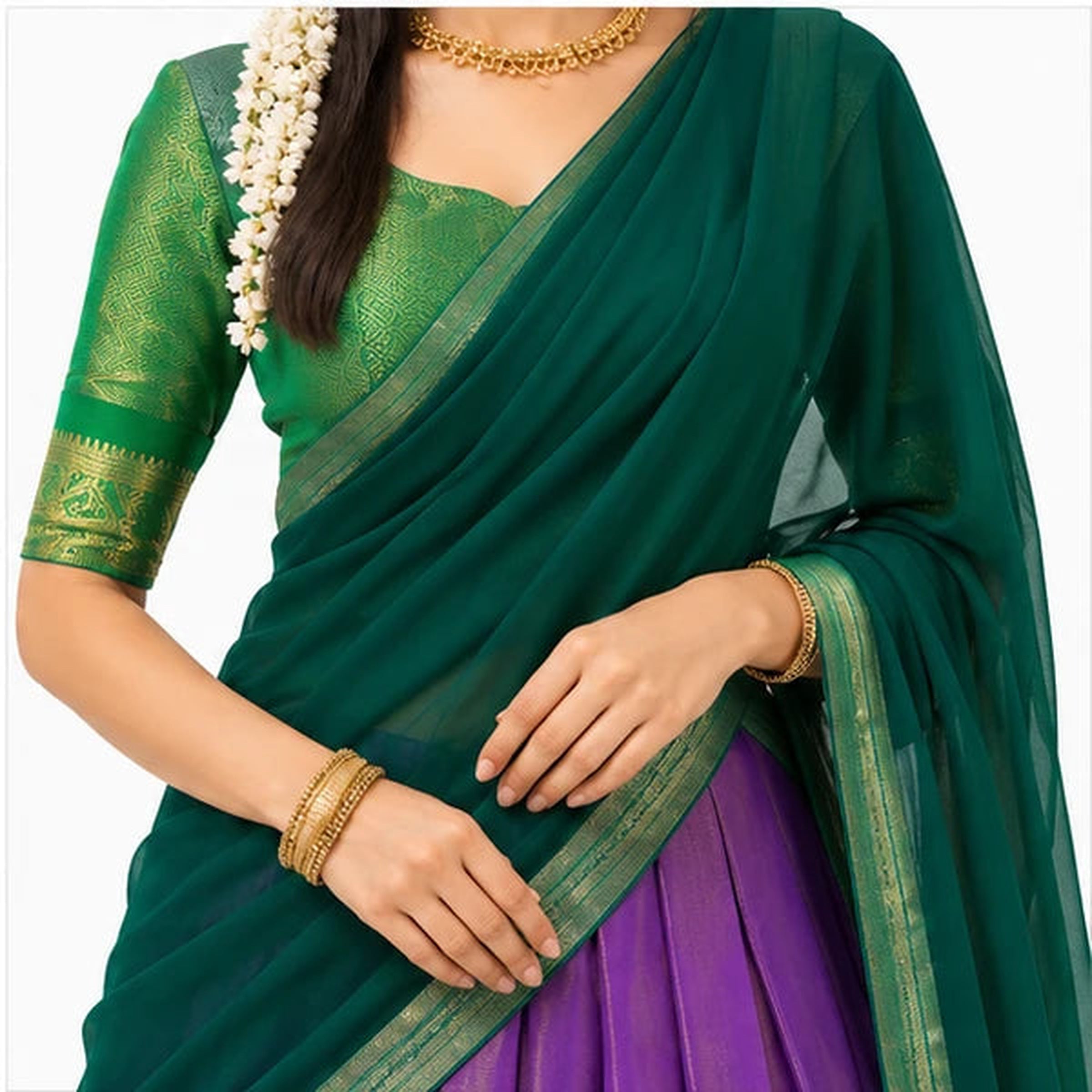 Kanchipuram Zari Weaving Traditional Lehenga Choli