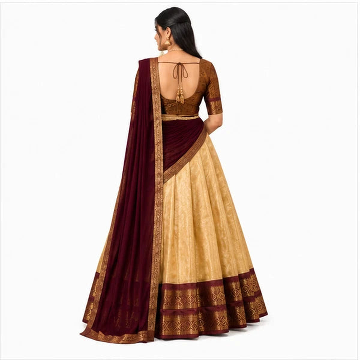Kanchipuram Zari Weaving Traditional Lehenga Choli