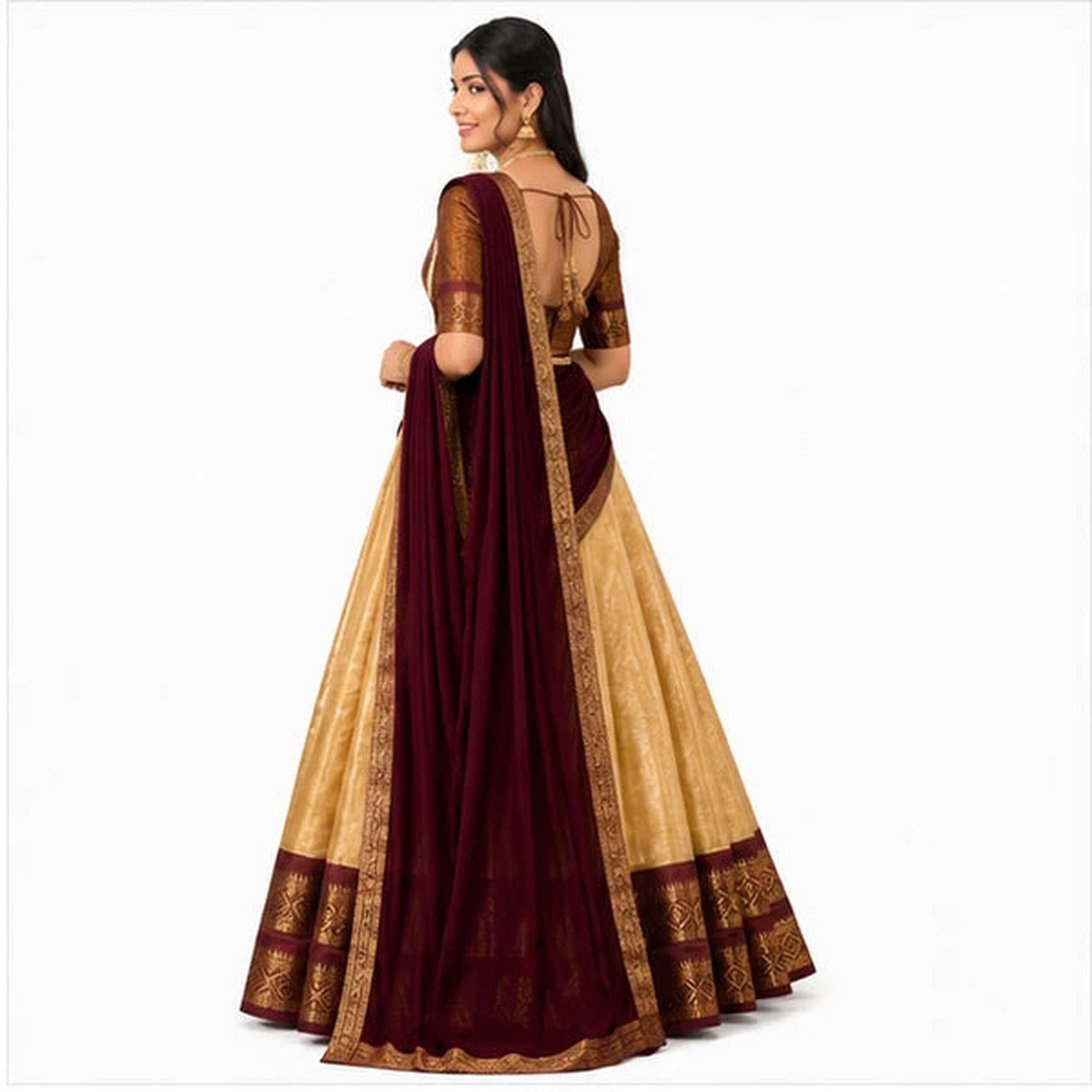 Kanchipuram Zari Weaving Traditional Lehenga Choli