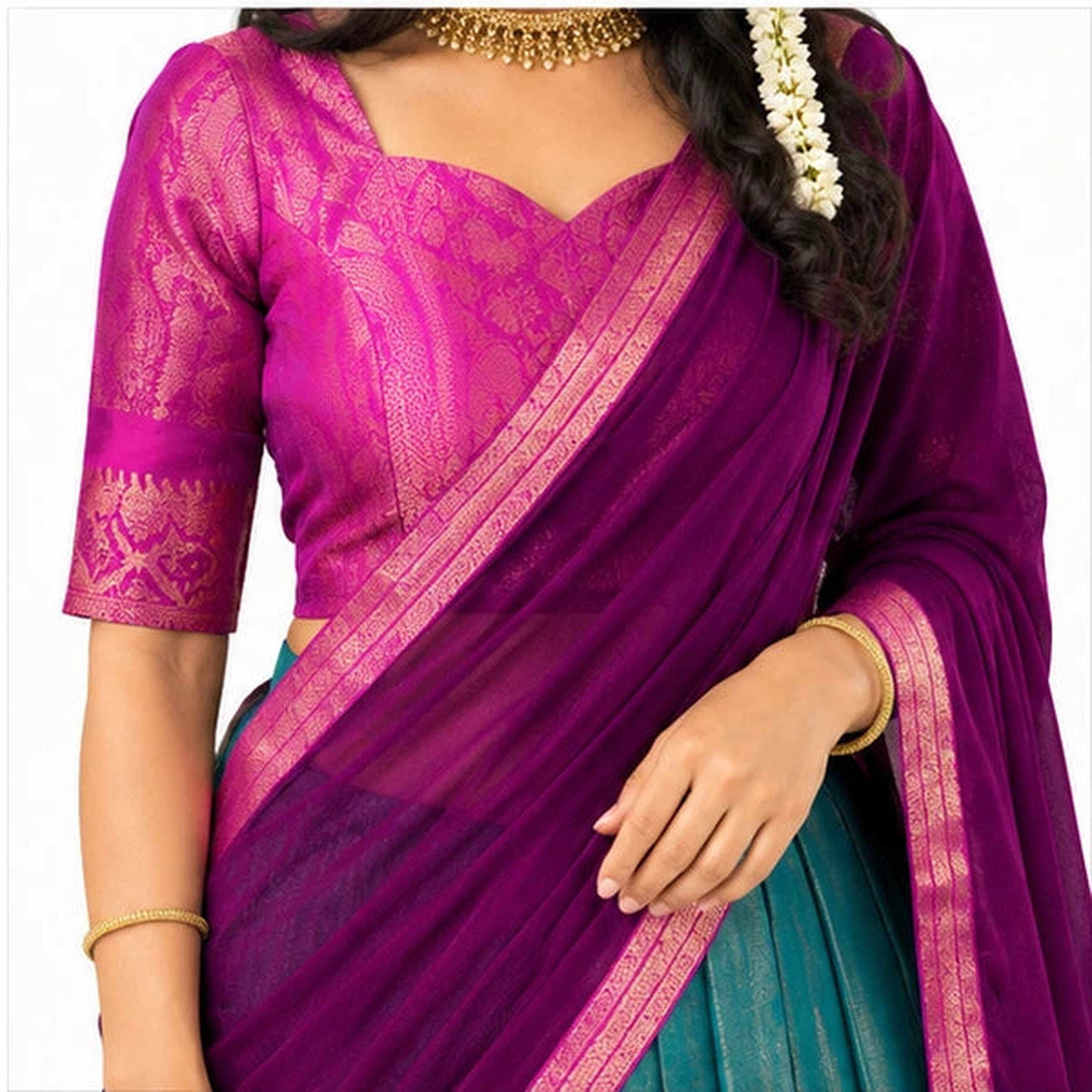 Kanchipuram Zari Weaving Traditional Lehenga Choli
