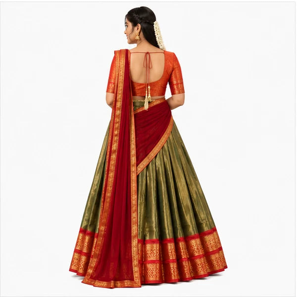 Kanchipuram Zari Weaving Traditional Lehenga Choli
