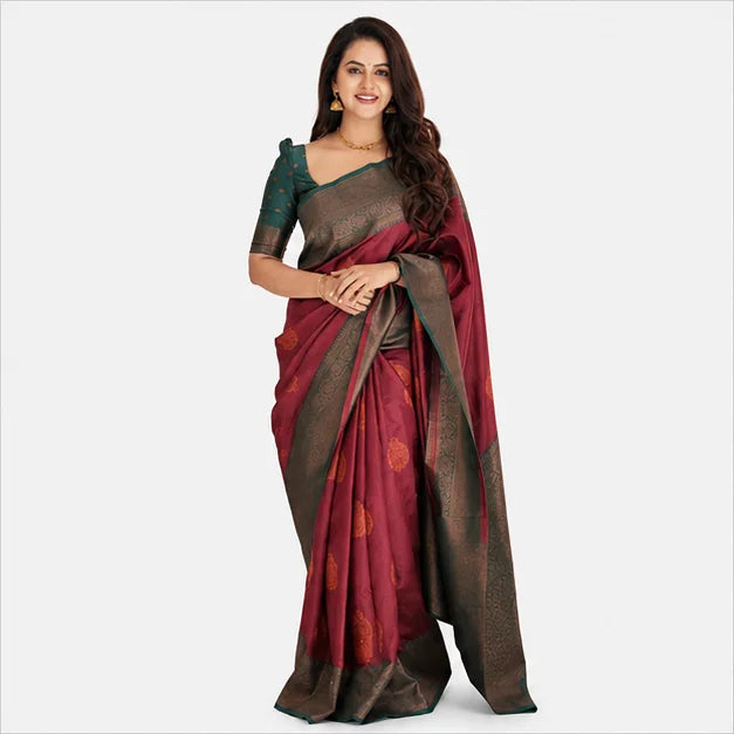 Lichi Silk Saree mit Jacquard Work – Indischer Damen Saree