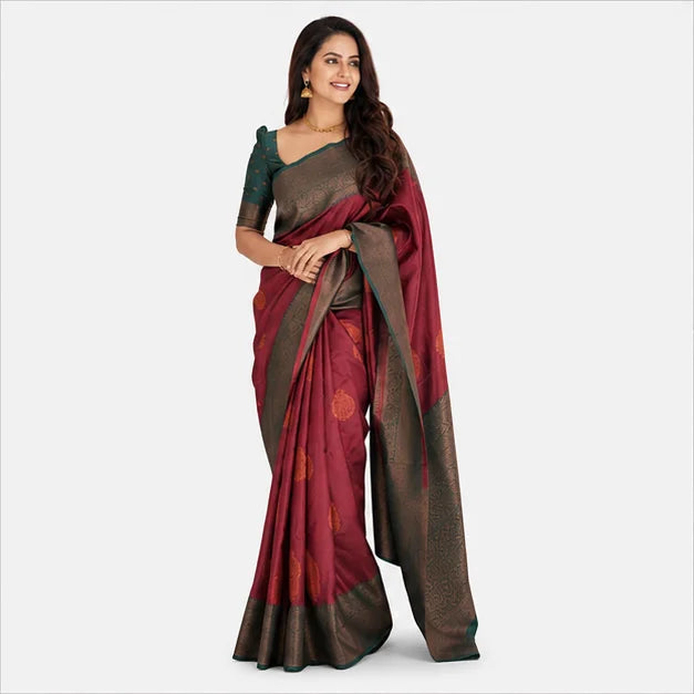 Lichi Silk Saree mit Jacquard Work – Indischer Damen Saree