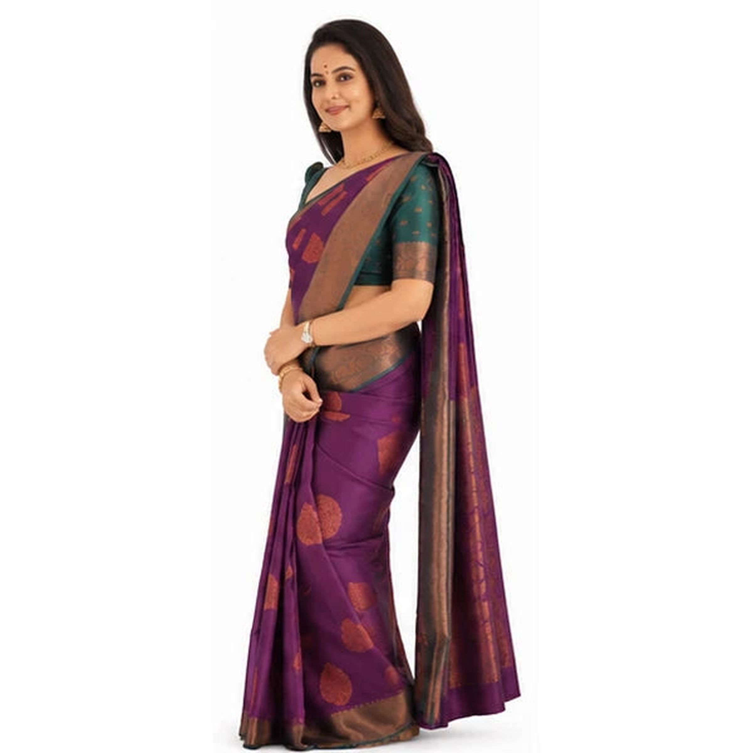 Lichi Silk Saree mit Jacquard Work – Indischer Damen Saree