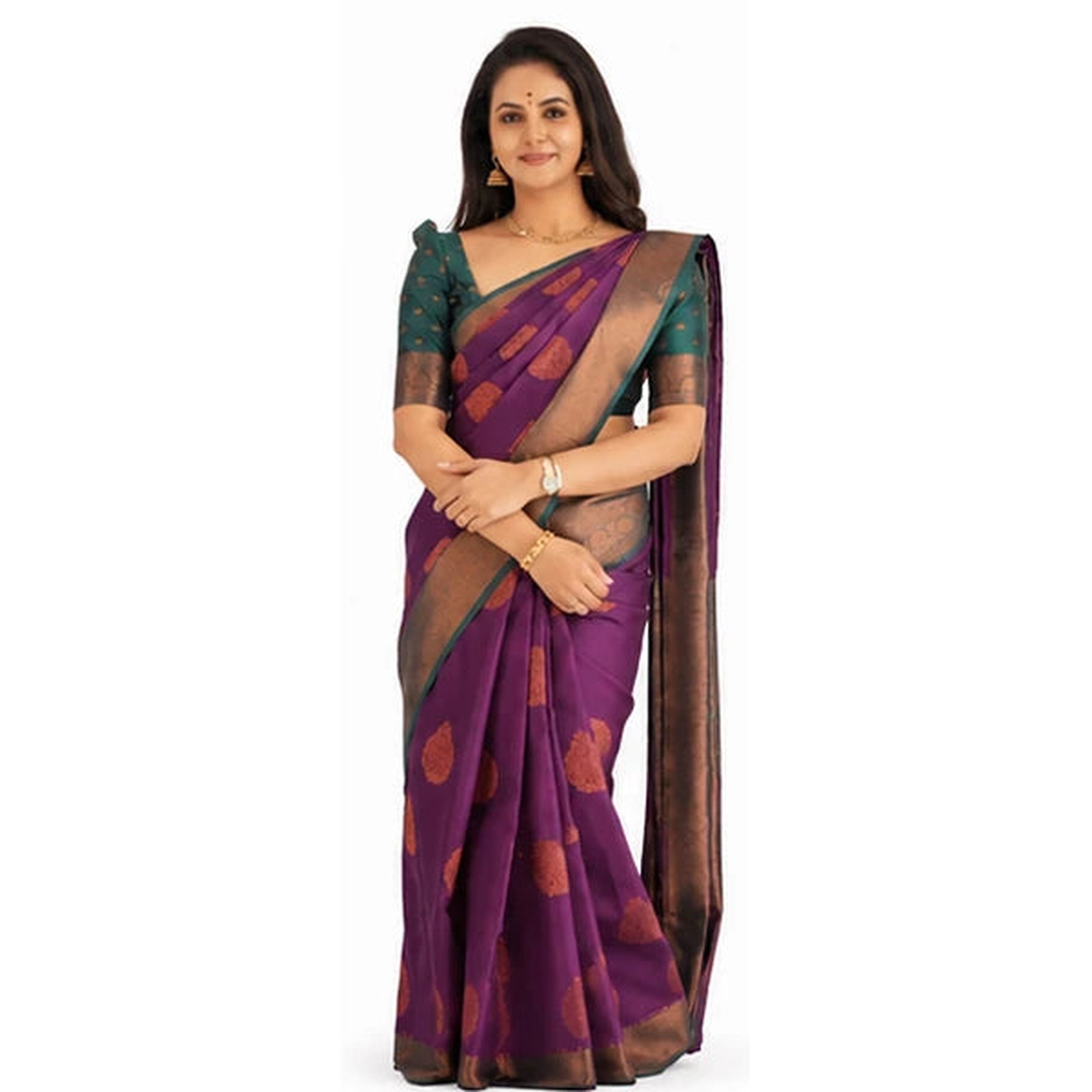 Lichi Silk Saree mit Jacquard Work – Indischer Damen Saree