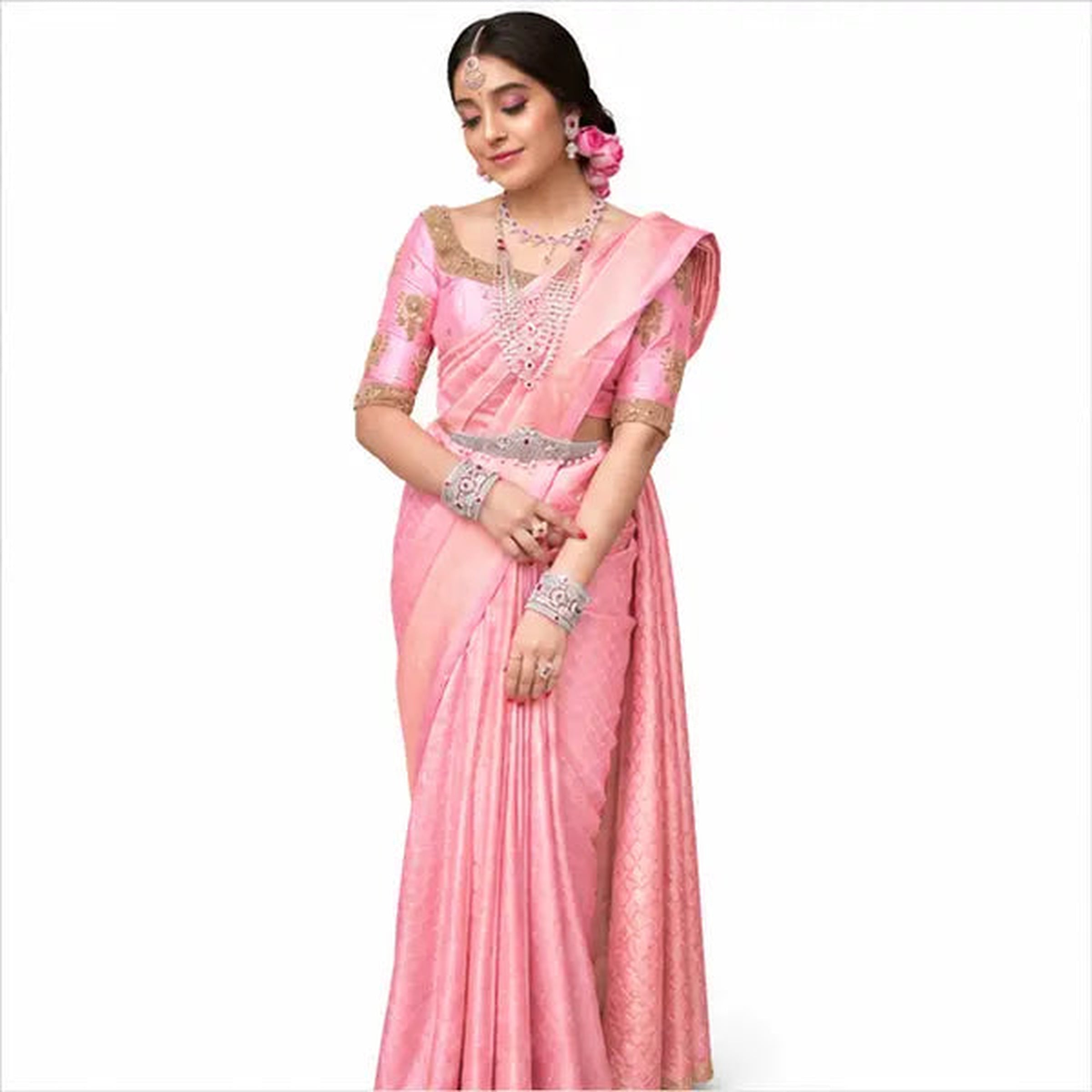 Lichi Soft Silk Saree mit Rich Pallu & Jacquard – Indischer Hochzeit Saree