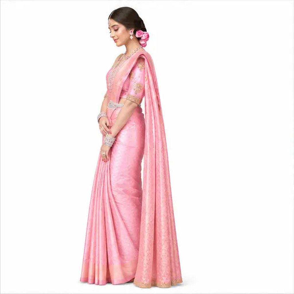 Lichi Soft Silk Saree mit Rich Pallu & Jacquard – Indischer Hochzeit Saree