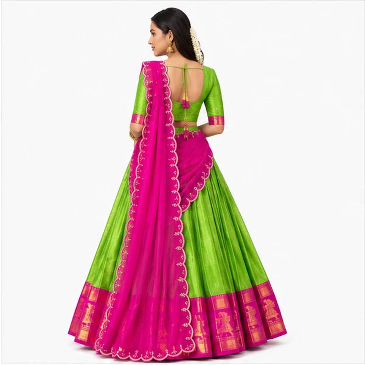 Poly Cotton Zari Weaving Traditional Lehenga Choli Collection