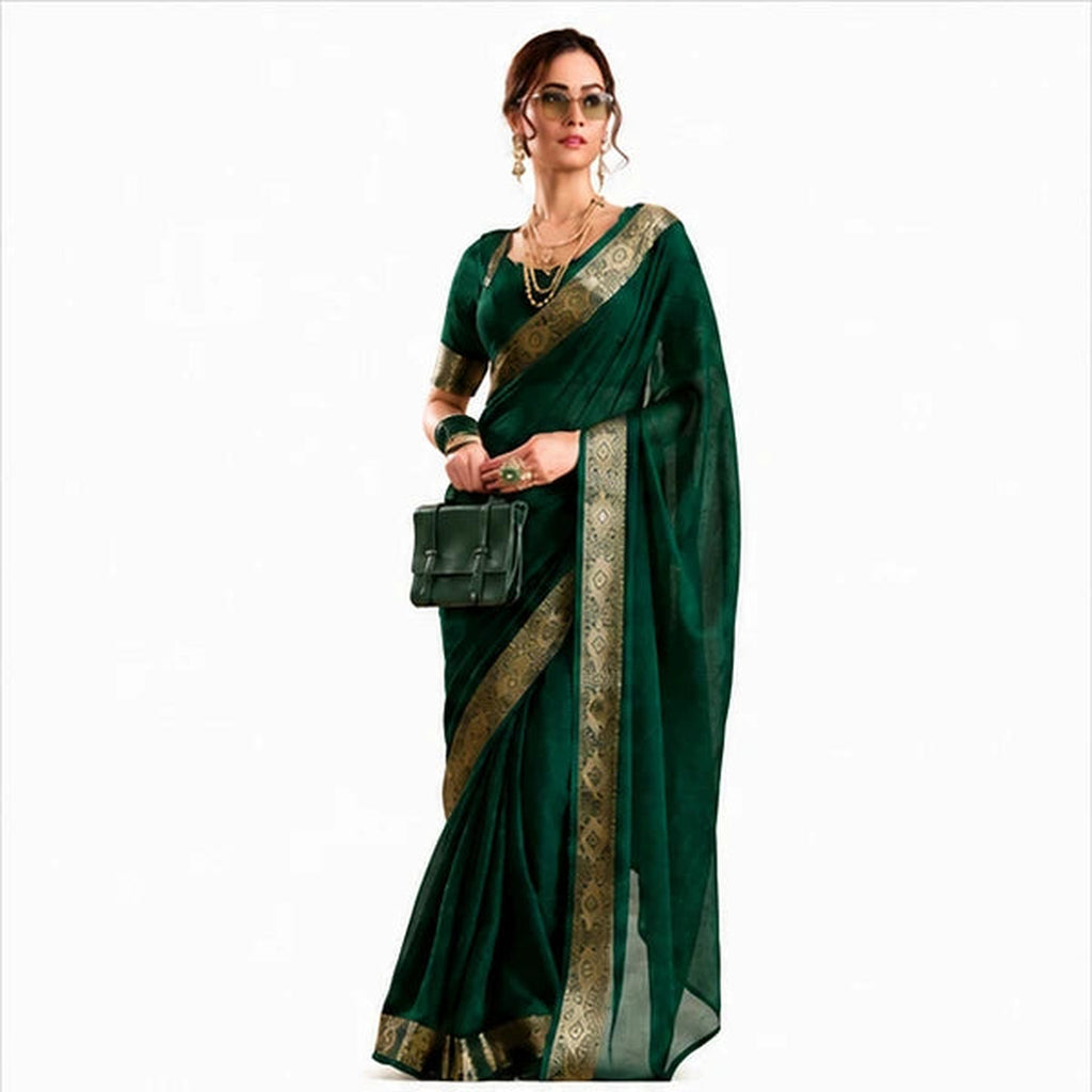 Poly Shimmer Zari Weaving Saree