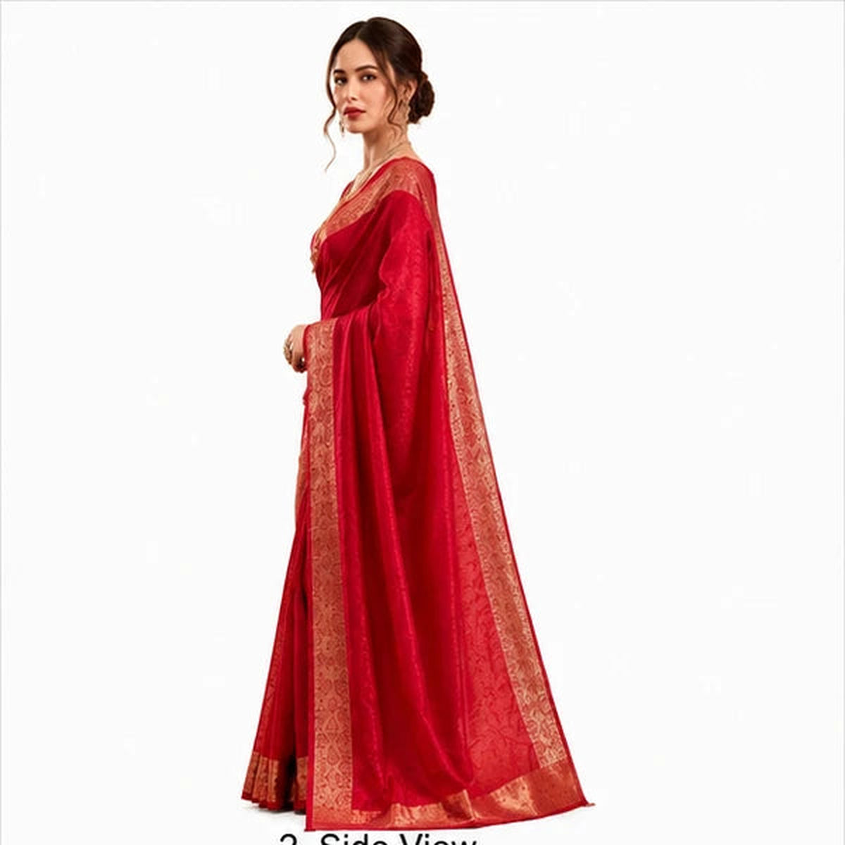 Poly Shimmer Zari Weaving Saree