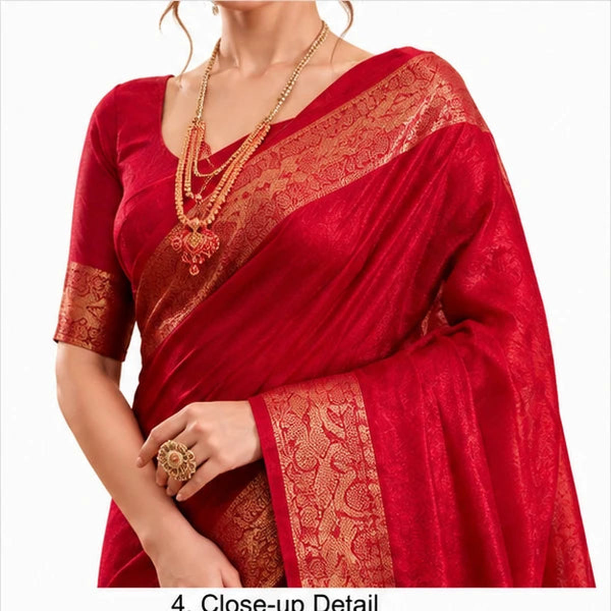 Poly Shimmer Zari Weaving Saree