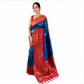 Premium Soft Silk Saree mit Zari-Bordüre – Indischer Damen Saree Blue