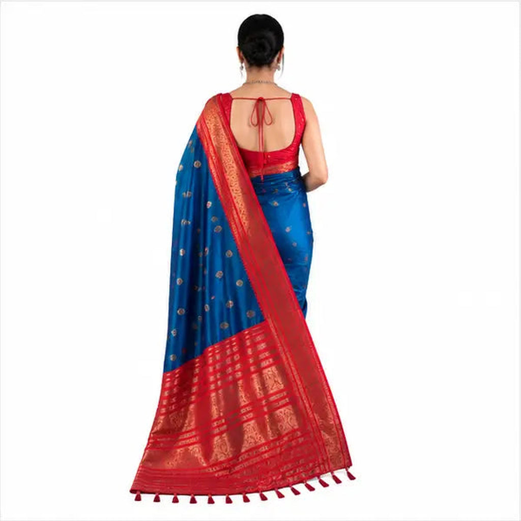 Premium Soft Silk Saree mit Zari-Bordüre – Indischer Damen Saree Blue
