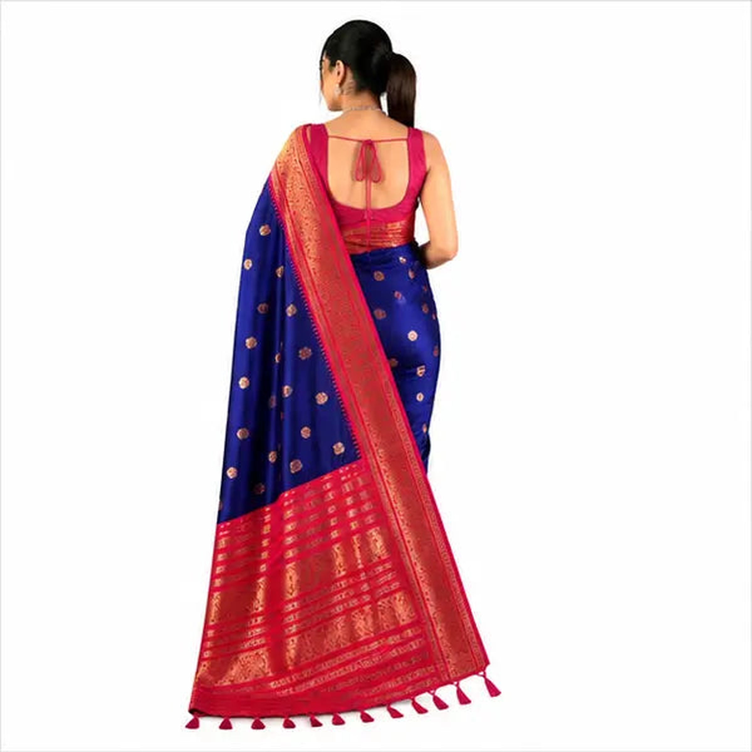 Premium Soft Silk Saree mit Zari-Bordüre – Indischer Damen Saree Blue