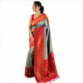 Premium Soft Silk Saree mit Zari-Bordüre – Indischer Damen Saree  Grey
