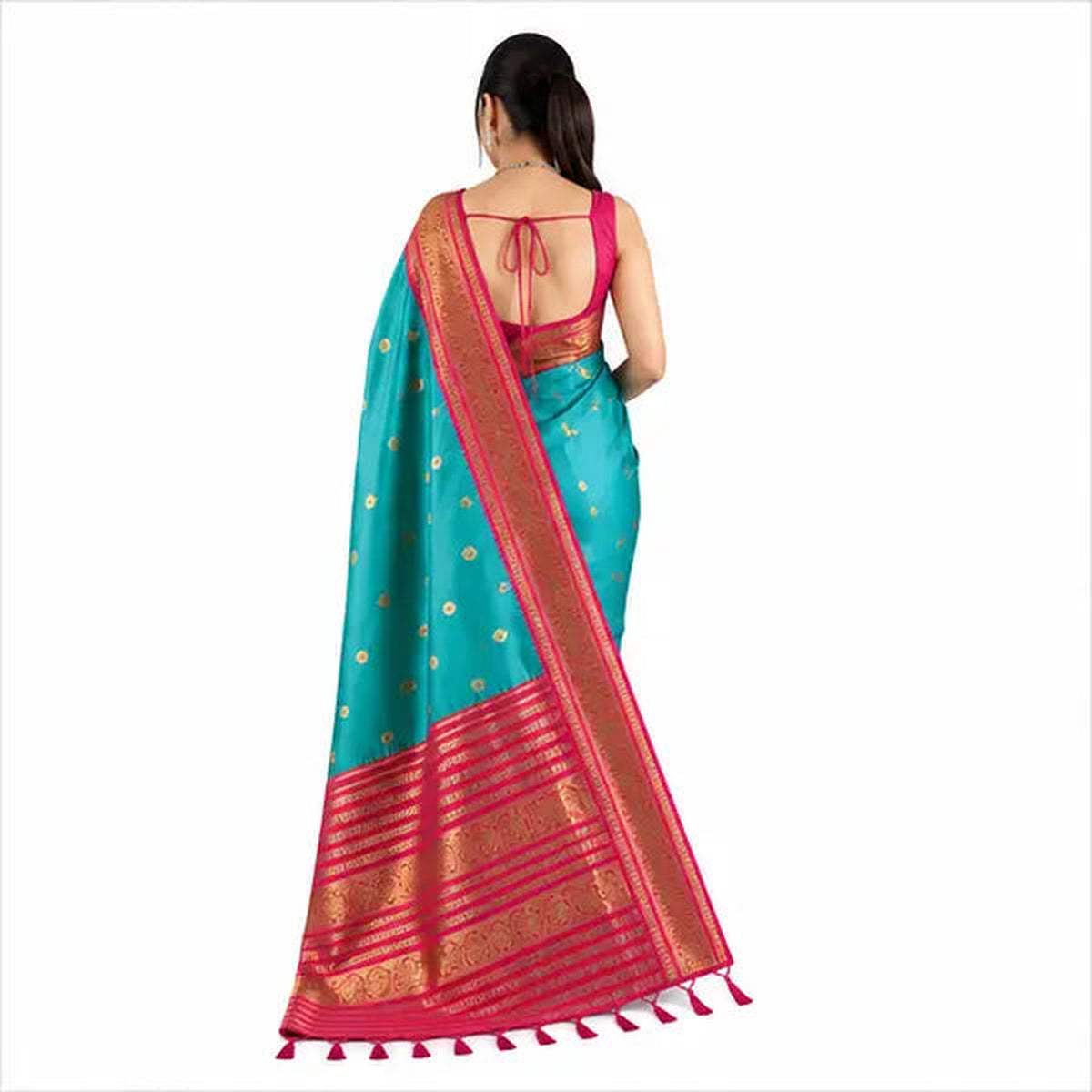 Premium Soft Silk Saree mit Zari-Bordüre – Indischer Damen Saree light green