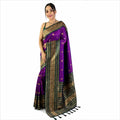 Premium Soft Silk Saree mit Zari-Bordüre – Indischer Damen Saree purple
