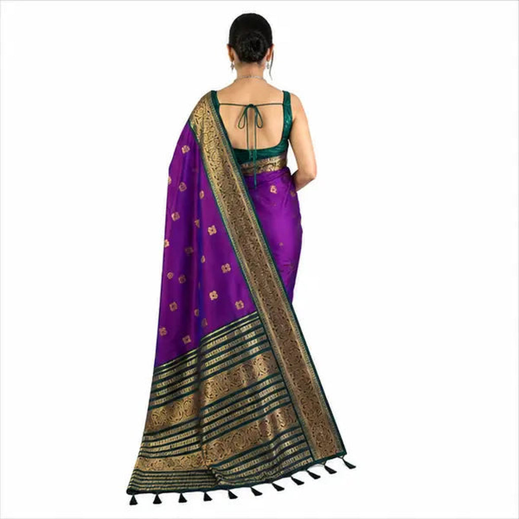 Premium Soft Silk Saree mit Zari-Bordüre – Indischer Damen Saree purple