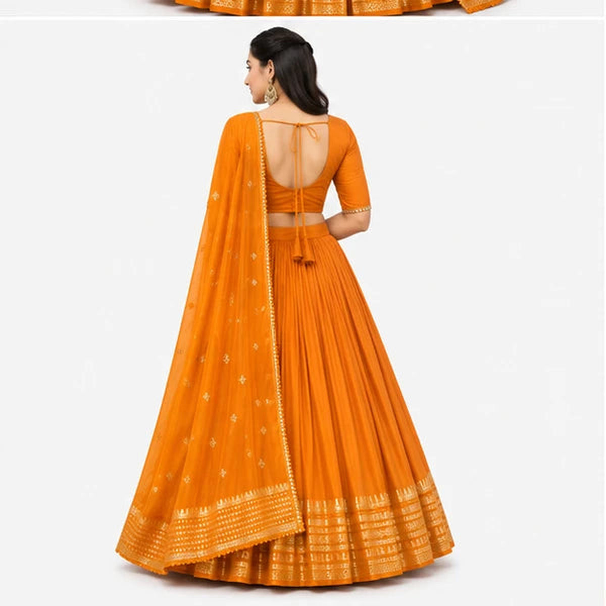Pure Chanderi Plain Zari Worked Lehenga Choli Collection