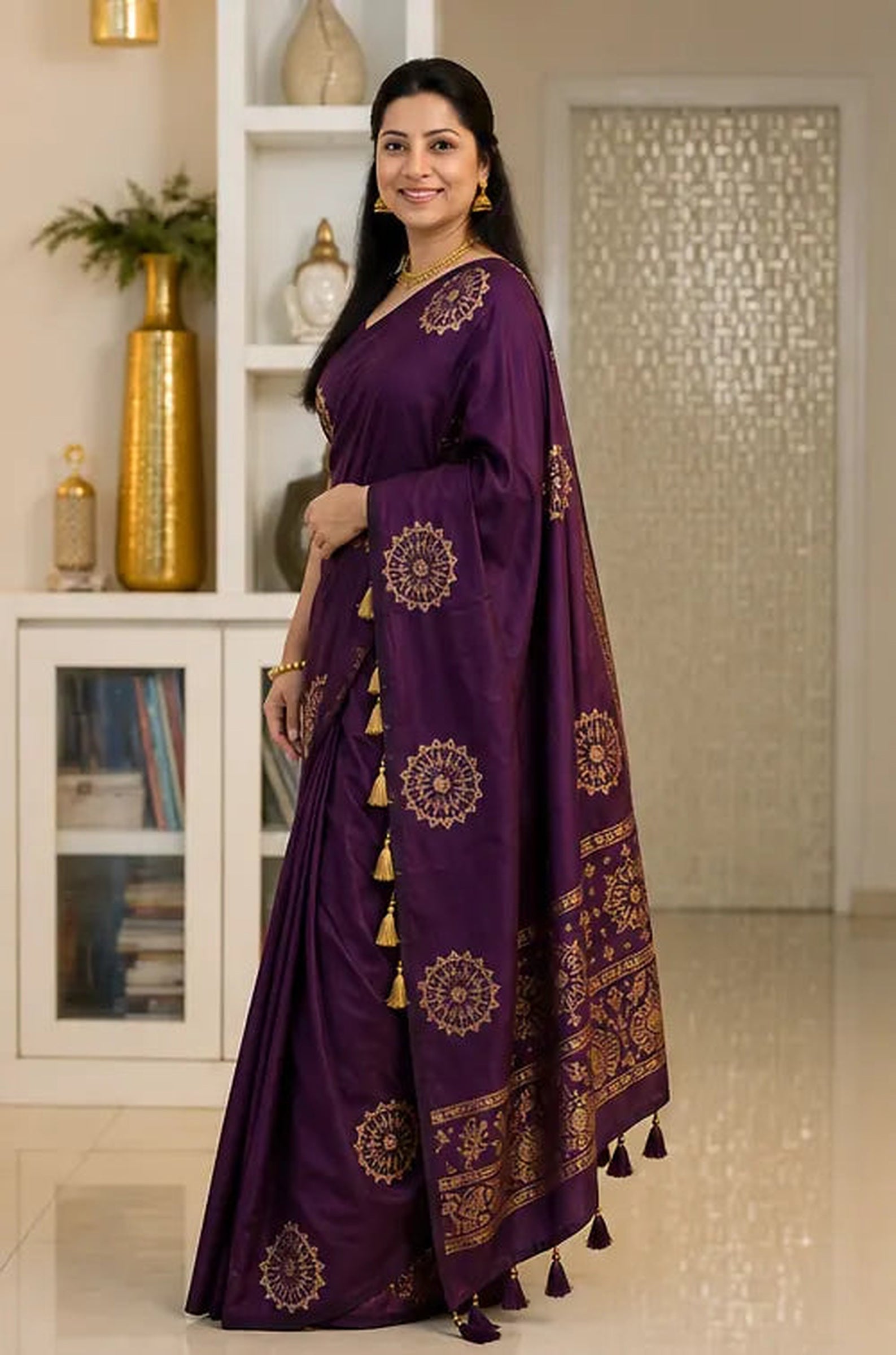 Soft Lichi Silk Jacquard Saree for Women – Elegant Traditional Indian Saree