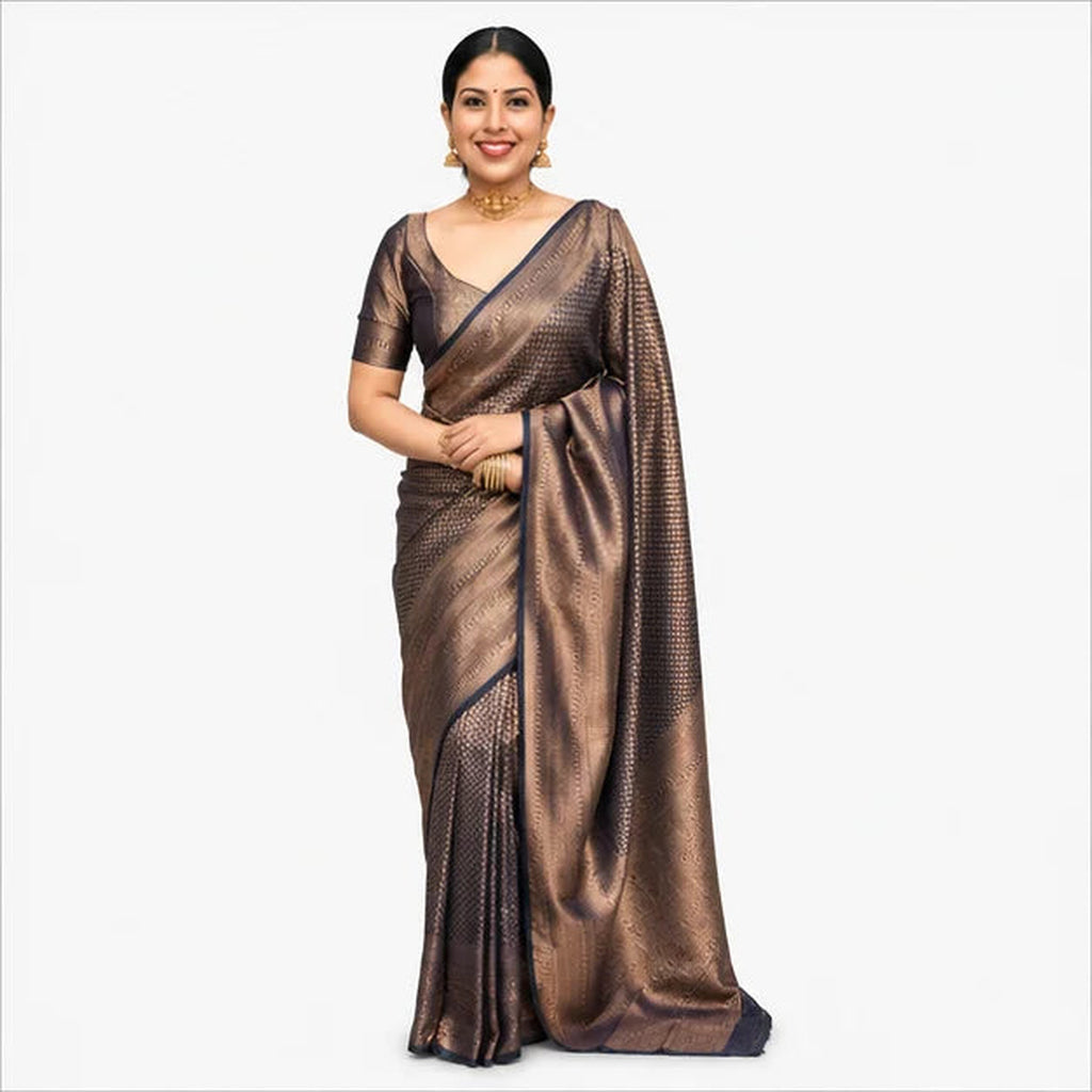 Soft Lichi Silk Saree mit Jacquard Work – Indischer Damen Saree