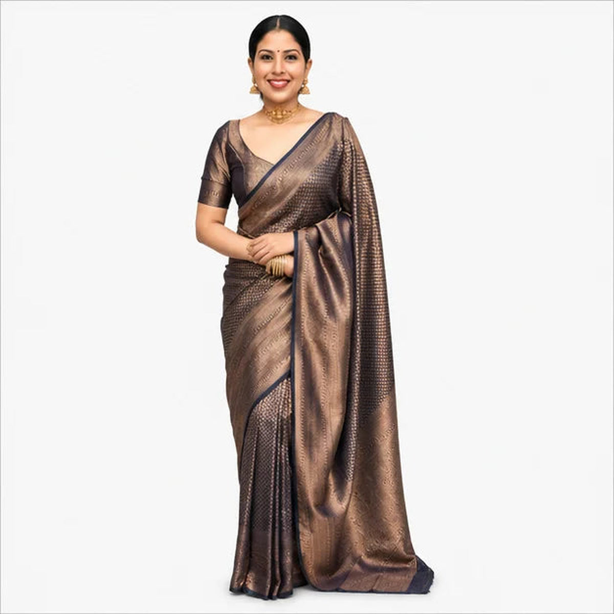 Soft Lichi Silk Saree mit Jacquard Work – Indischer Damen Saree